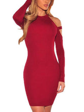 Crew Neck Plain Long Sleeve Bodycon Dresses