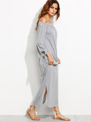 Bardot Tie Sleeve Slit Maxi Dress