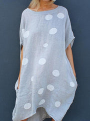 Loose Half-sleeve wave pot shift dresses