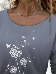Round Neck Printed Vintage Shirts & Tops