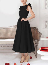 Elegant High End Plain Flouncing Sleeve Skater Dress