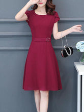 Women Elegant Large Size OL Commuting A Line Skater Dress