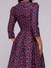 Small Flower Printed Skater Dresses