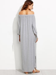 Bardot Tie Sleeve Slit Maxi Dress