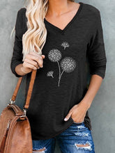 Dandeline printed irregular collar women long sleeve fall T-shirts