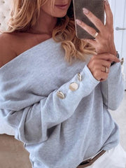 Batwing Long Sleeve Buttoned Blouses