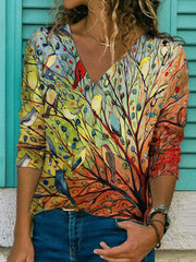 Casual printed round neck fall women T-shirts