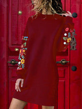 Loose Sexy Long Sleeve Flower Stitchwork Fashion Shift Dresses