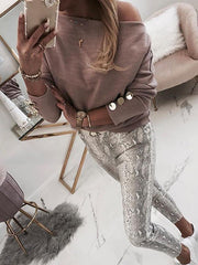 Batwing Long Sleeve Buttoned Blouses