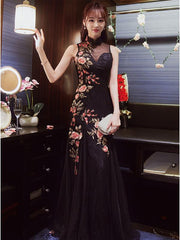 Embroidered Mermaid Cheongsam Evening Dress