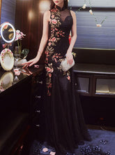 Embroidered Mermaid Cheongsam Evening Dress