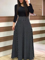New Woman Autumn Round Neck Long sleeve Flory Maxi Dresses For Daily