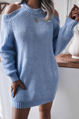 Loose Off Shoulder Long Sleeves sweater Shift Dresses