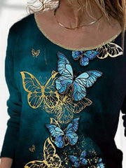 Blue Shift Animal Printed Long Sleeve Shirts & Tops