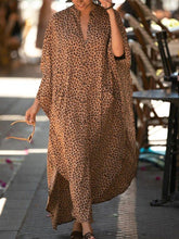 V Neck Leopard Print Boho Shift Dresses