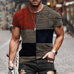 Men's Line Splicing Print T-shirt