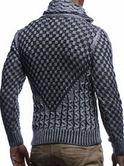 Men's Stand Collar Horn Button Knitted Sweater