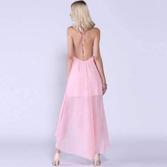 Sexy Pure Sleeveless Backless Halt Maxi Dresses