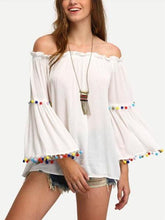 Off shoulder Flare sleeve Loose T-Shirts