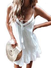 Sleeveless Ruffled V-Neck Dress