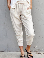 Casual plain easy to match long women pants