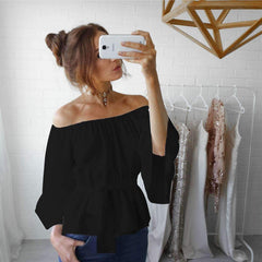 Pure Off shoulder Lacing Blouses