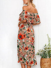 Off Shoulder Fashion Off Shoulder Printed Long Maxi Dresses