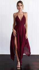 Sexy Vest V neck Irregular Maxi Dresses