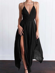Sexy Vest V neck Irregular Maxi Dresses