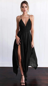 Sexy Vest V neck Irregular Maxi Dresses