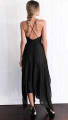 Sexy Vest V neck Irregular Maxi Dresses