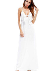 Sexy V neck Vest Tassels Maxi Dresses