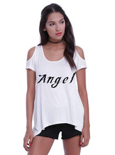 Plus Off shoulder Short sleeve Floral T-Shirts