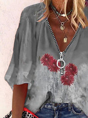 Zipper Cotton Shirts & Tops