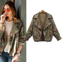 New Short Style Camouflage Long Sleeve Trench Coats