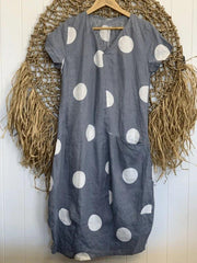 Polka Dots V Neck Cotton-Blend Casual Dresses