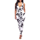 Sexy Floral V neck Vest Jumpsuits