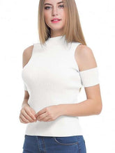 Fashion Pure Off shoulder High collar Knit Sweaters