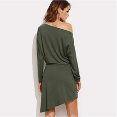 Women Off shoulder Long sleeve Skater Dresses