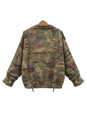 New Short Style Camouflage Long Sleeve Trench Coats