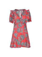 Women's printed v-neck Backless dresses