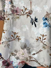 Round neck elegant flower printed short sleeve T-shirts