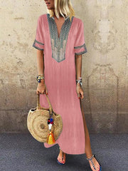 Bohemia Printed V Neck Casual Maxi Dresses