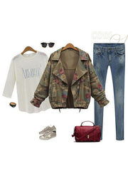 New Short Style Camouflage Long Sleeve Trench Coats