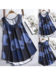 Spring Summer Cotton Women Round Neck Polka Dot Sleeveless Blouses