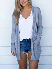 Women daily plain pockets coats