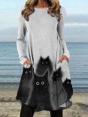 Loosen Animal Cotton Blends Dresses