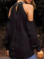 Black Shift Leopard Print Casual Shirts & Tops