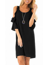 Women Chiffon Fashion Off Shoulder Plain Shift Dresses