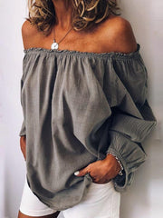 Women casual off shoulder long sleeve blouses